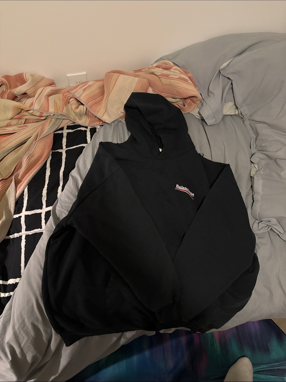 Balenciaga Black Crewneck Hoodie with Small Logo